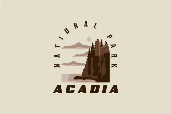Acadia National Park Logo Vintage Vector