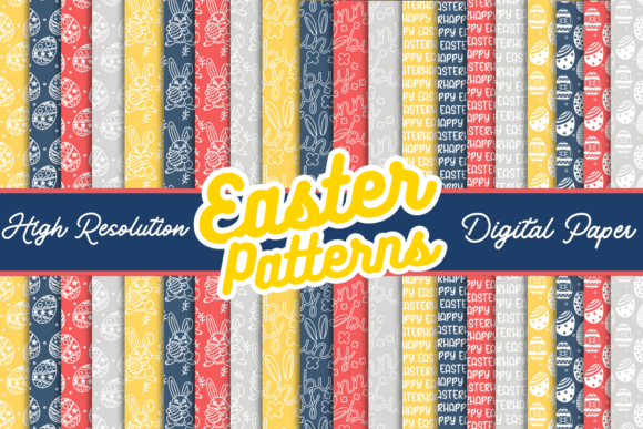Colorful Easter Patterns Digital Paper for Creative Projects