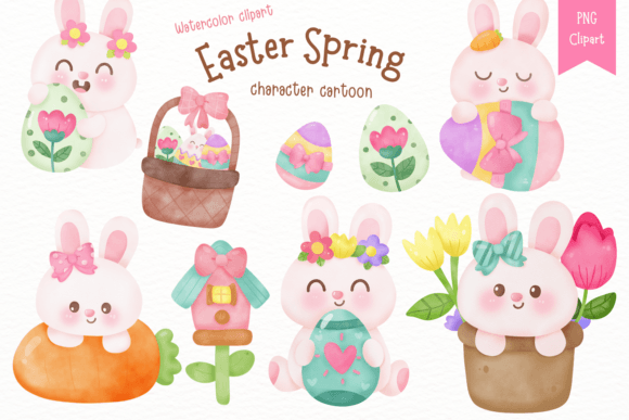 Easter Watercolor Clipart Kawaii Clipart