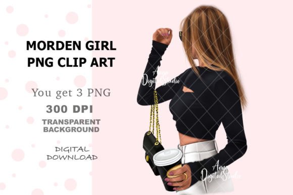 Morden Girl Digital PNG Clip Art