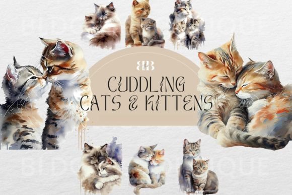 Mother s Day Cat Lover Watercolor Clipart