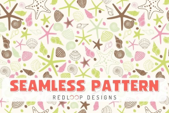 Starfish and Shells Seamless Pattern
