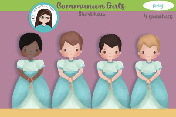 Watercolor Girls Short Hair: Creative Digital Assets