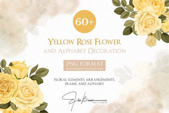 Yellow Rose Flower Alphabet Decoration